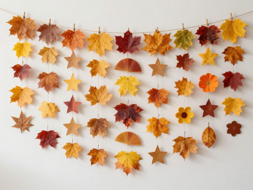 Fall Craft Ideas — Decor concept for Layered Leaf and Flower Garland
