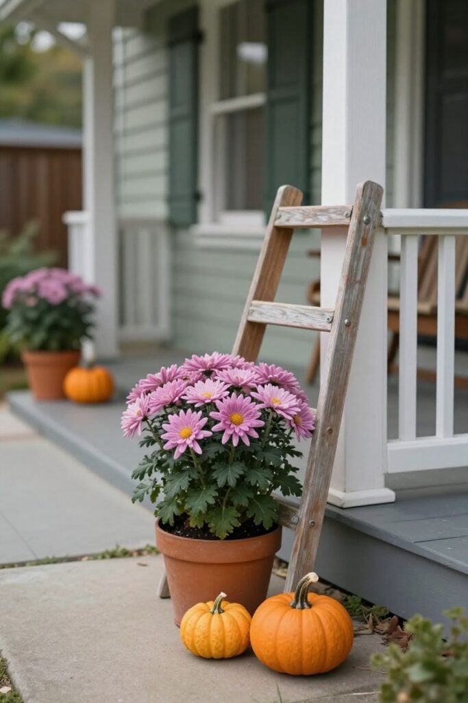 AI hero concept for Small Front Porch Fall Decor: Pumpkins and Mums That Fit